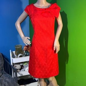Karin Stevens | Bow Shift Dress | Cotton Blend Vintage Dress | Work or Party|Red
